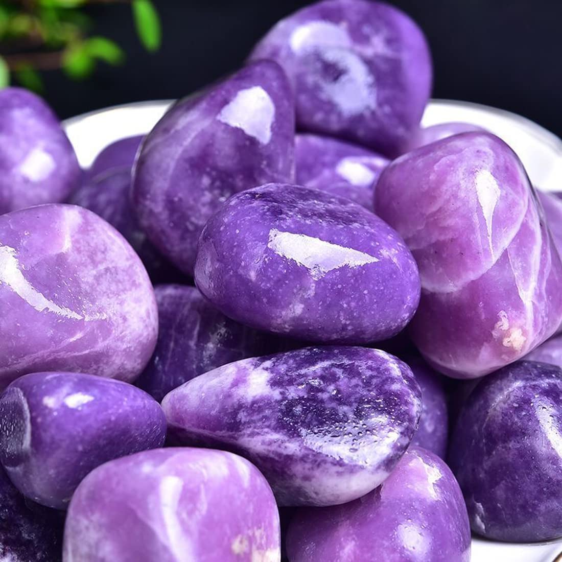 Lepidolite Healing Crystal Stones, 1.25-2.0" Large Reiki Healing Gemstones Natural Tumbled Polished Stones for Energy Witchcraft Therapy Meditation