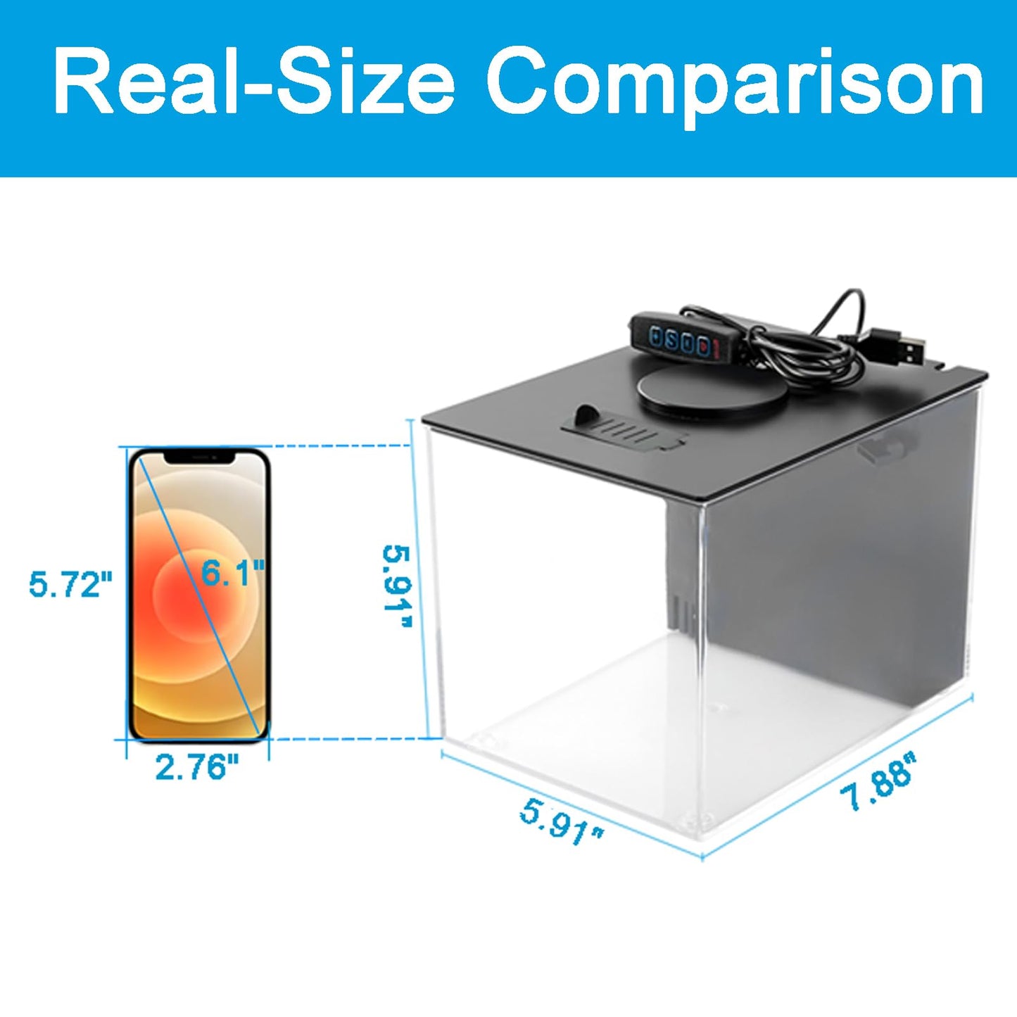 AQUANEAT Fish Tank, 1 Gallon Betta Fish Tank, Small Aquarium Kit with LED Light and Water Filter Pump