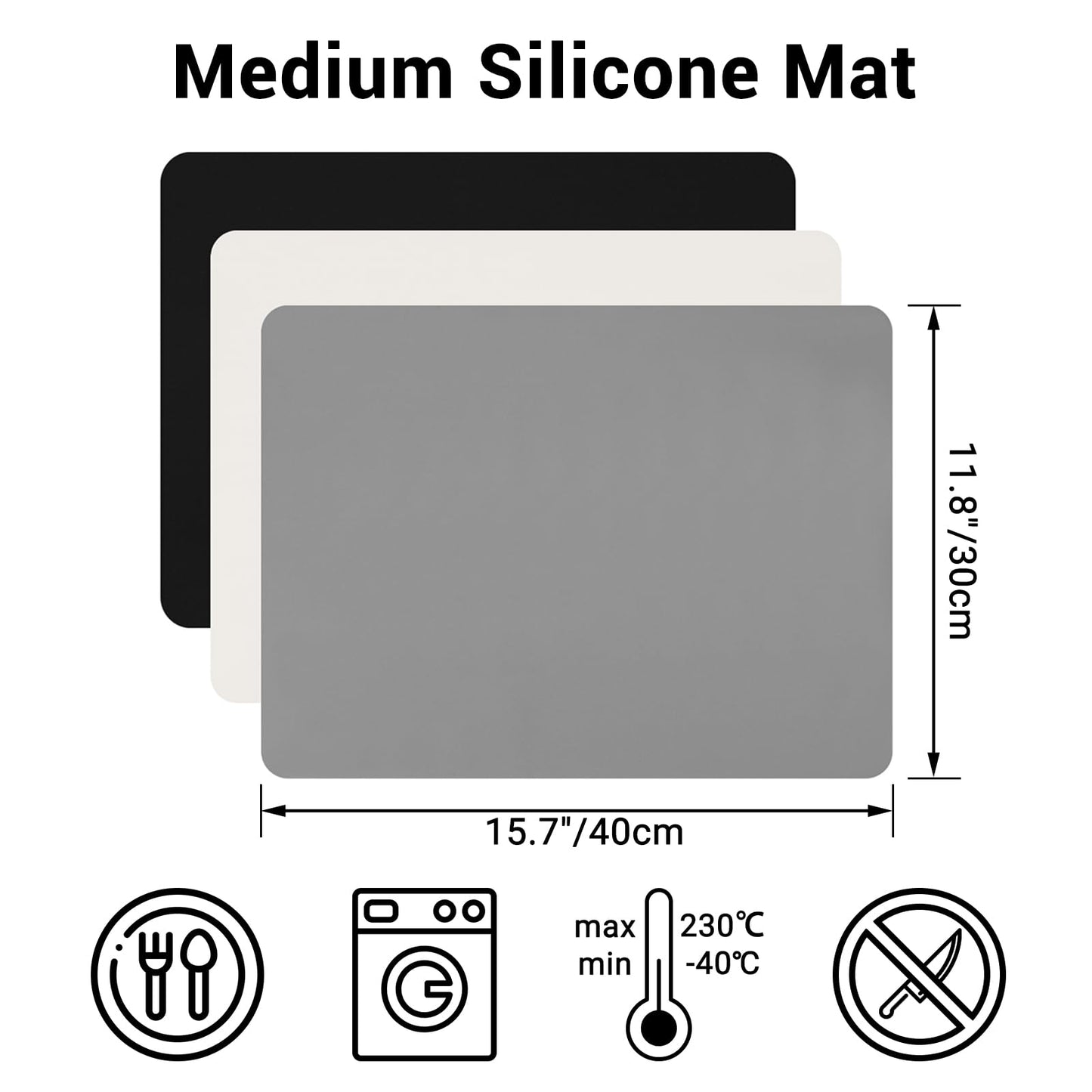 Gartful 3Pack Silicone Sheet for Crafts, Resin Jewelry Casting Molds Mat, Food Grade Silicone Placemat, Multipurpose Table Protector, Nonstick Nonskid Heat-Resistant, Black&Gray&Beige (15.7x11.8inch)