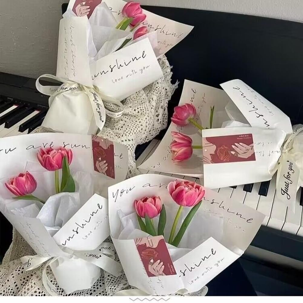 PENINSULA LOVE 20 Sheets Waterproof Flower Wrapping Paper Bouquet Packaging Paper 11.8 * 17.7 Inch Floral Wrap Gift Florist Supplies for Wedding Birthday DIY