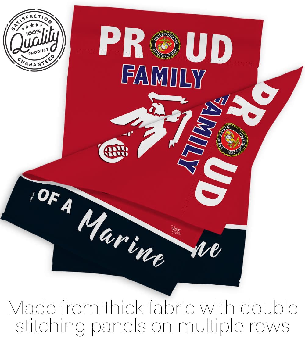 Proud Family Marines Garden Flag - Armed Forces Marine Corps USMC Semper Fi United State American Military Veteran Retire Official - House Banner Small Yard Gift Double-Sided Made in USA 13 X 18.5
