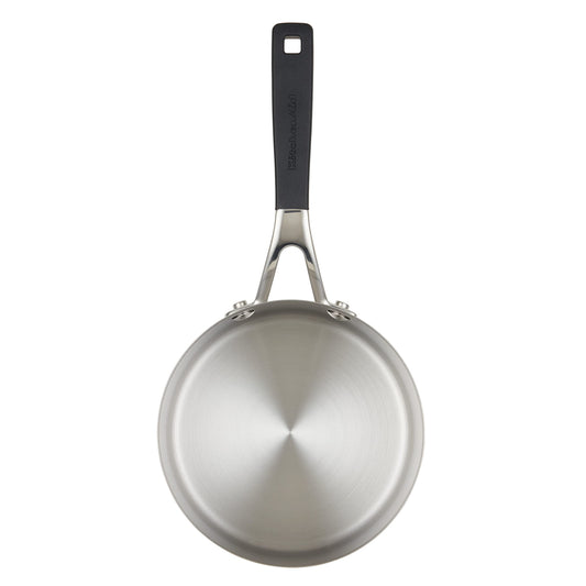 KitchenAid 71018 Stainless Steel Saucepan with Pour Spouts, 1 Quart - Brushed Stainless Steel