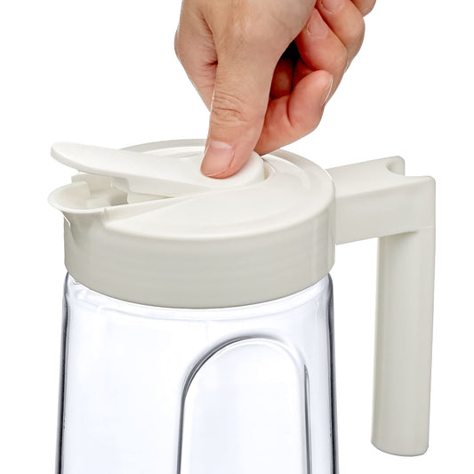 Amazing Abby - Slim - Tritan Pitcher (64 oz), Unbreakable Plastic Water Pitcher with Lid, BPA-Free, Heat-Resistant, Dishwasher-Safe, Great for Both Iced and Hot Drinks, Indoors and Outdoors, White