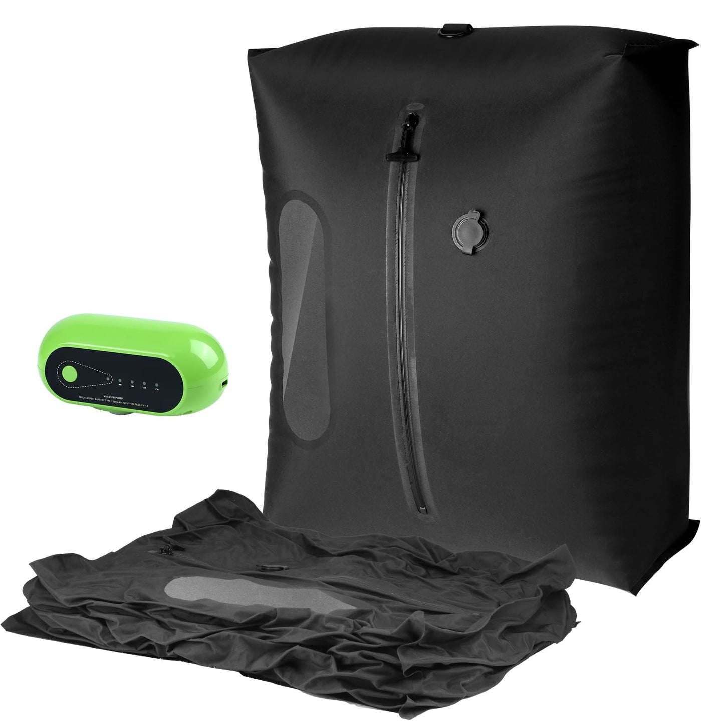 Travel Vacuum Bags with Pump, Reusable Vacuum Packing Cubes Bags for Luggage, IPX7 Waterproof, Space Saver, Vacuum Bag Kit for Camping, Suitcase, Gym, Yoga, Swim, Beach (1 Bag + Pump)