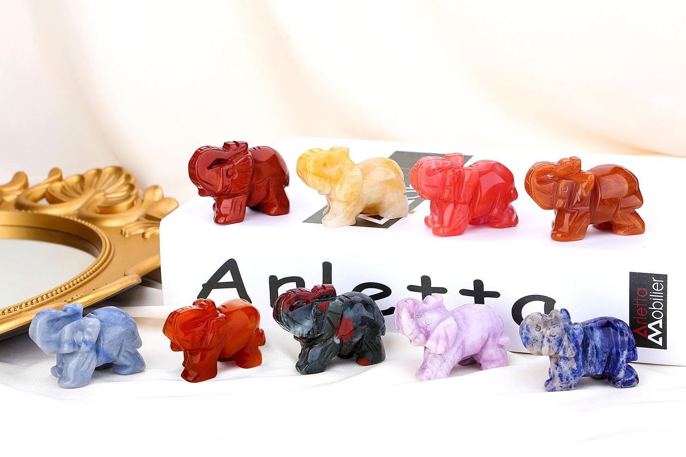 QINJIEJIE African Bloodstone Crystals Elephant Decor Cute Desk Polished Stones Figurine Natural Gemstones Luck Decoration Home Room Office Pocket Hippie Decor Spiritual Gift for Women