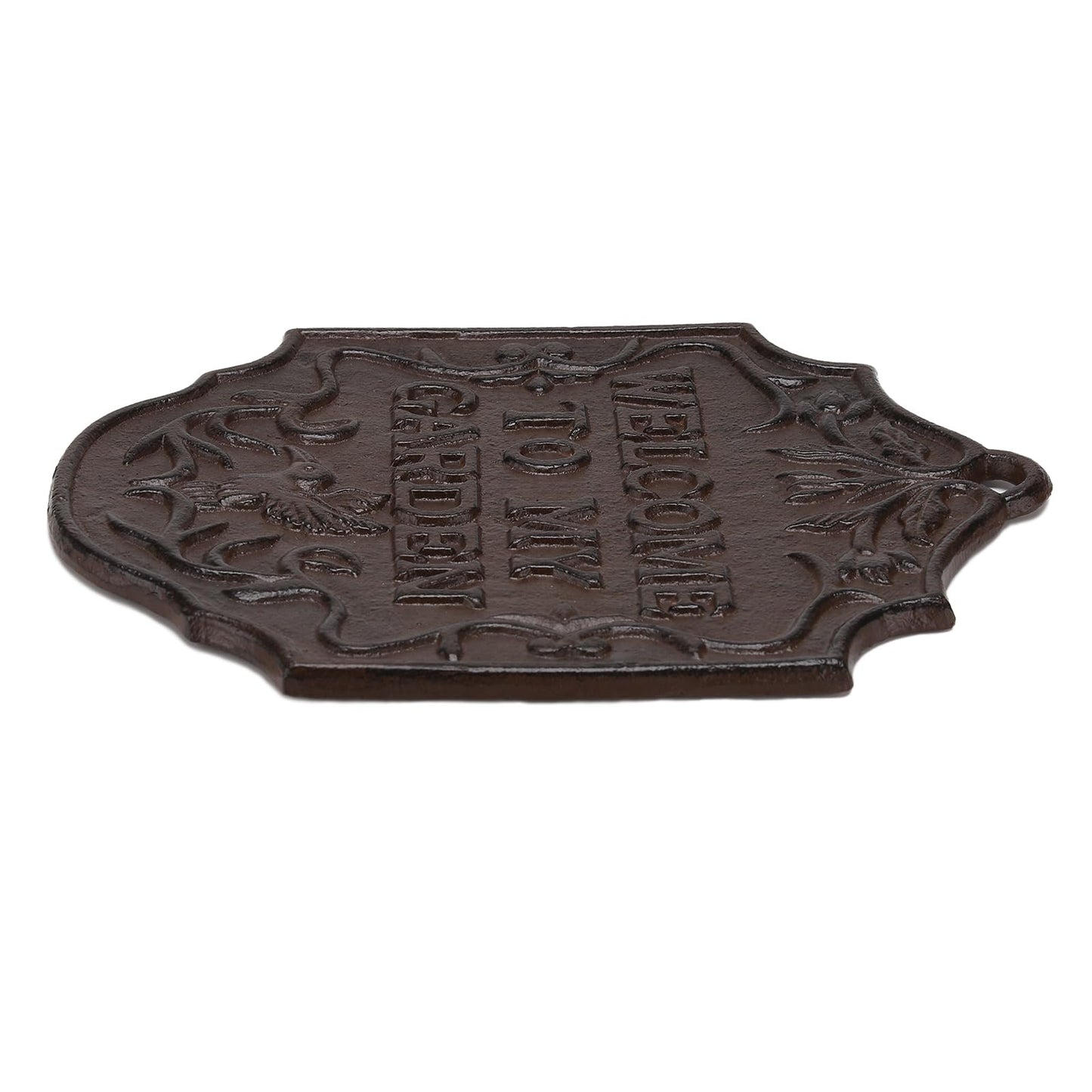 BRASSTAR Cast Iron WELCOME TO MY GARDEN Sign, Front Door Porch Decor Rustic Farmhouse Garden Entryway Wall Hanging Decor (Brown)