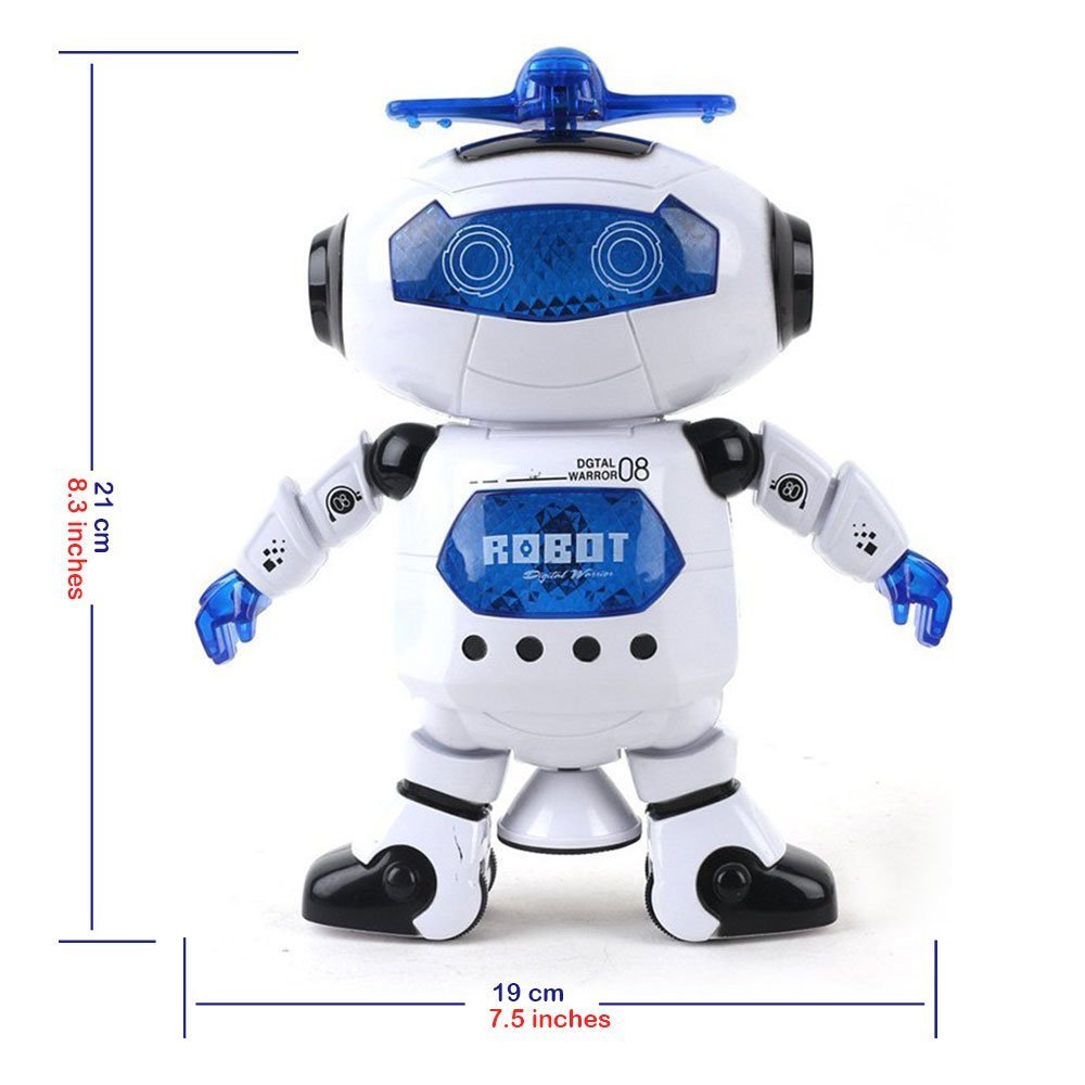 WenToyce Musical Walking Dancing Robot Toy for Kids, Flashing Lights, 360° Body Spinning, Toddlers Bosys Girls Fun Figure Toy