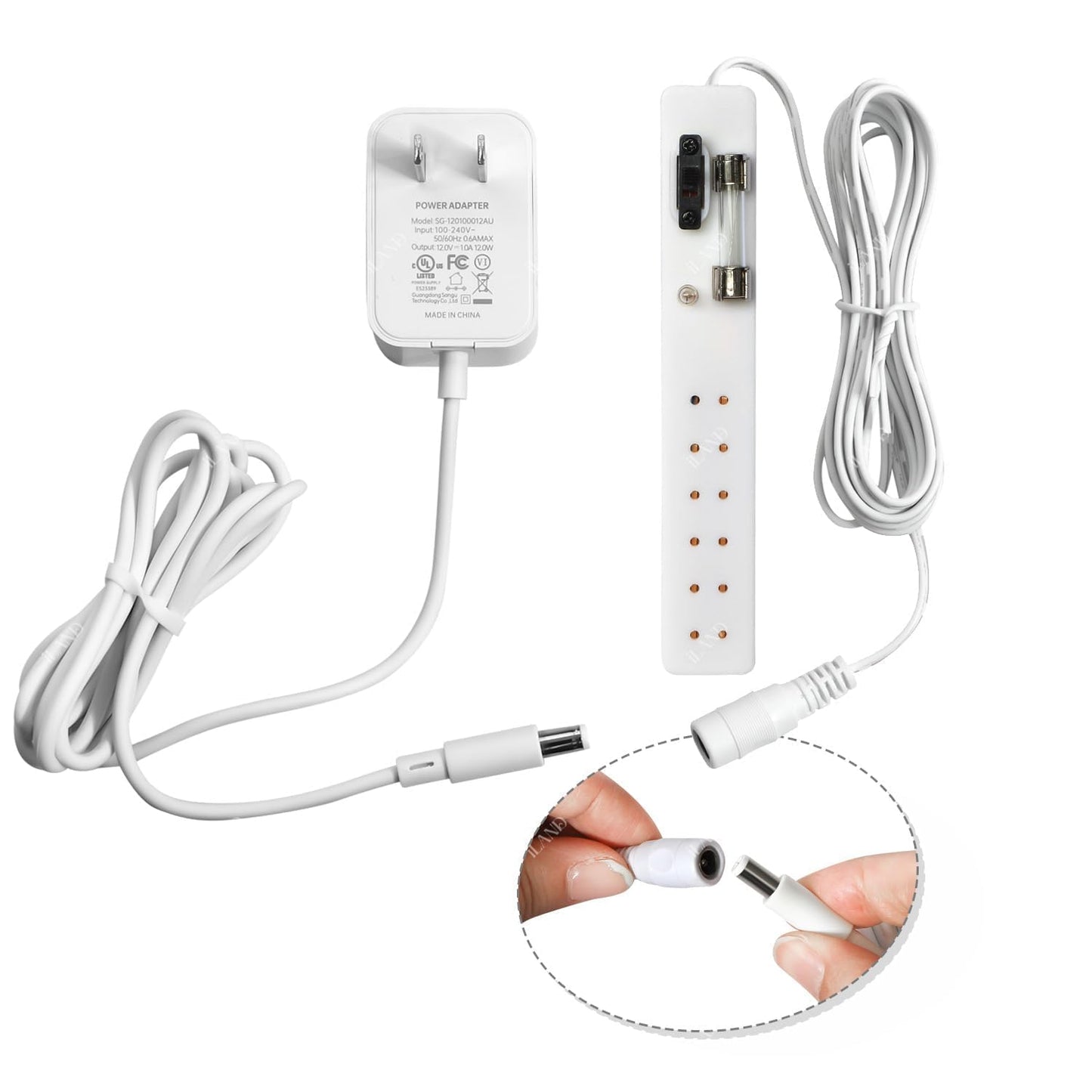 iLAND 1:12 Scale Accessories of Dollhouse Lighting Power Strip & Adapter, Mini Doll House Accessories for Miniature Lights in DIY Miniature House Kit (Mini Power Strip & Adapter)