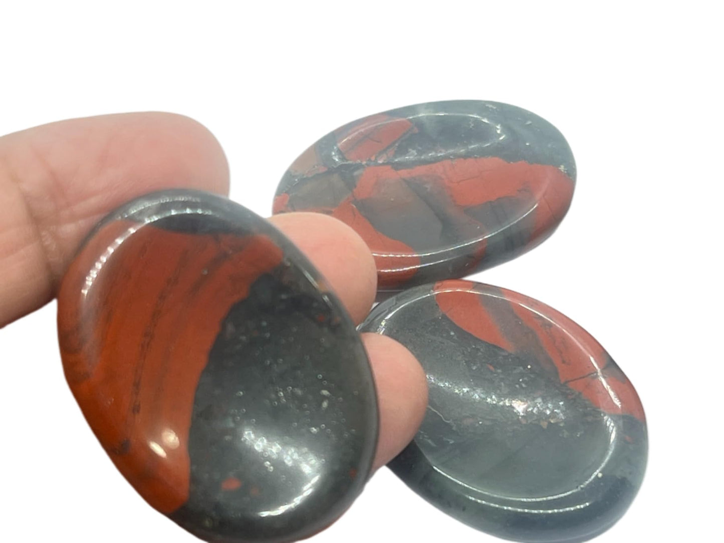 African Bloodstone Thumb Worry Stones Metaphysical Gemstone Crystal Healing Reiki Men Women Gift Feng Shui Positive Energy Love Wellness Palm Stones Wicca Powerful