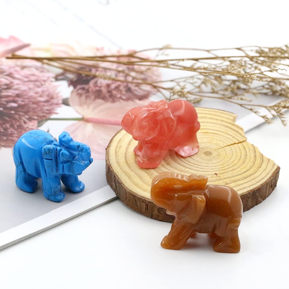 Ouubuuy Sodalite Crystal Elephant Pocket Guardian Figurine Elephant Statue 1.5 inch for Healing Reiki Spiritual Gift Cute Meditation Office Room Desk Decor