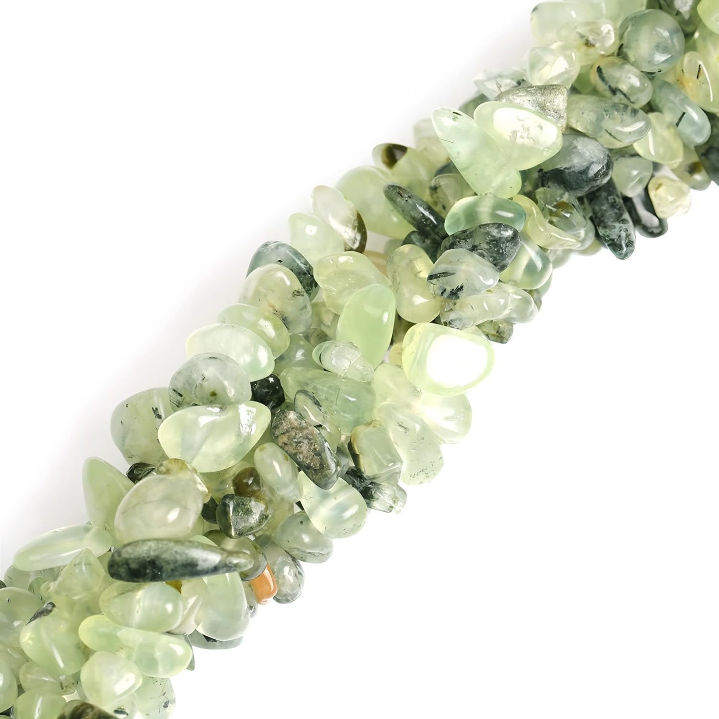 Natural Chip Stone Beads 450pcs Green Prehnite Chips 5-8mm Genuine Real Irregular Healing Crystal Rocks Hole Drilled DIY Loose Gemstone Beads for Jewelry Making Bracelet Earrings Necklace Crafting