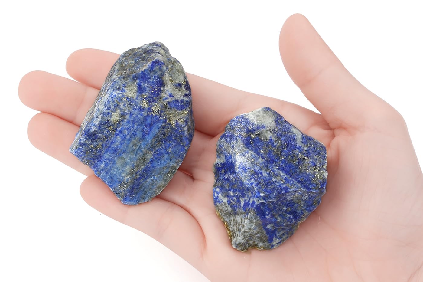 NUKAYAI 2Pcs Lapis Lazuli 1.8-2.2" Large Raw Natural Crystals Rough Stones Healing Crystal Lapis Lazuli Stone Rocks for DIY Cabbing Polishing Wire Wrapping Decoration Wicca Reiki Rock Gifts