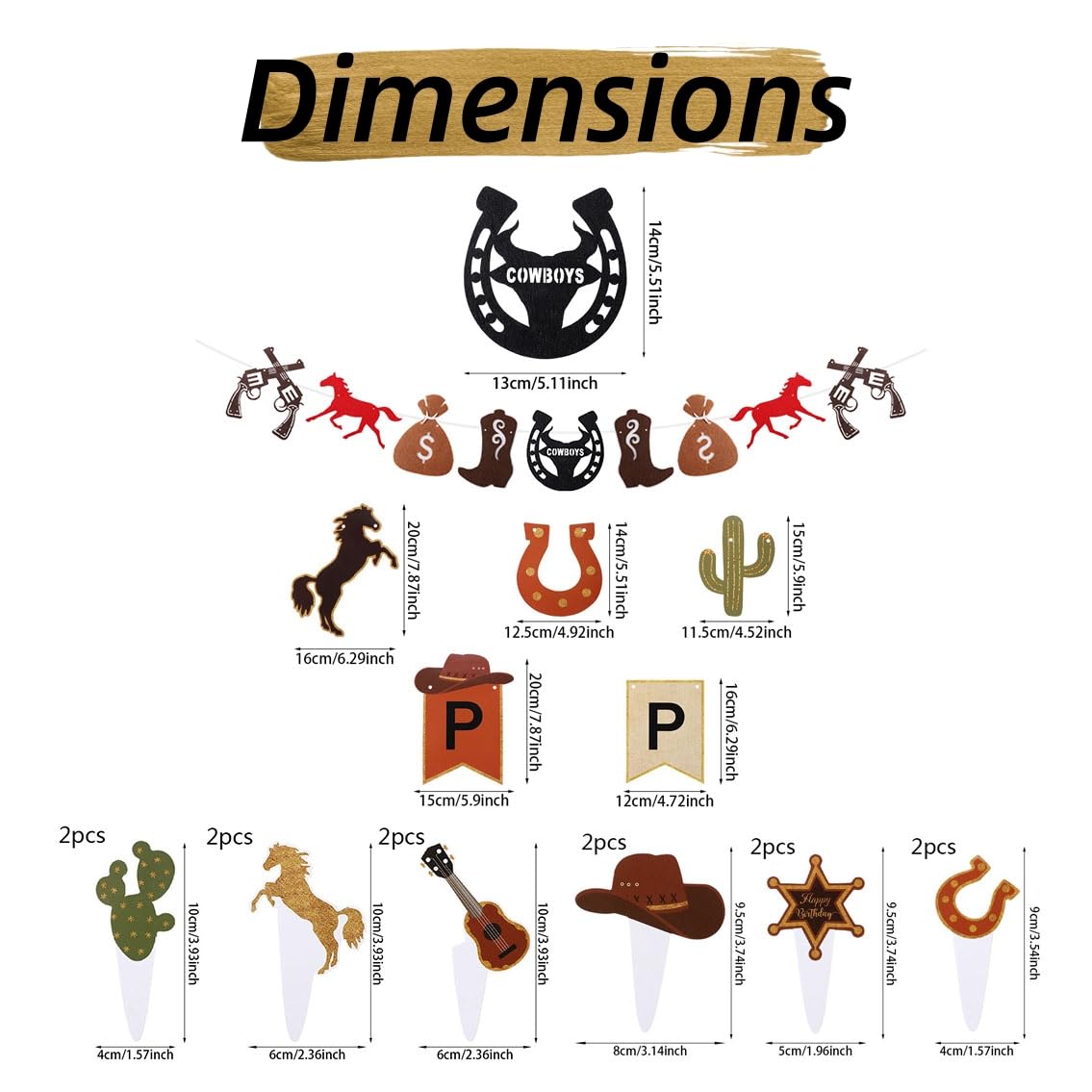 Western Cowboy Birthday Party Decoration, First Rodeo Retro Theme Party Supplies for Boys With Birthday Banner Horse Balloon Kit Star Balloons Tissue Pom Poms Cake Toppers