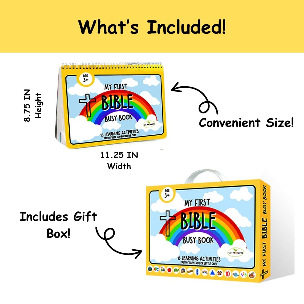Bible Busy Book for Toddlers Ages 3 and Up - Montessori Sensory Toys Busy Board Homeschool Preschool Learning Activities - Gifts for 3 Year Old Boys - 4 Year Old Girls Birthday Gifts Easter Baptism
