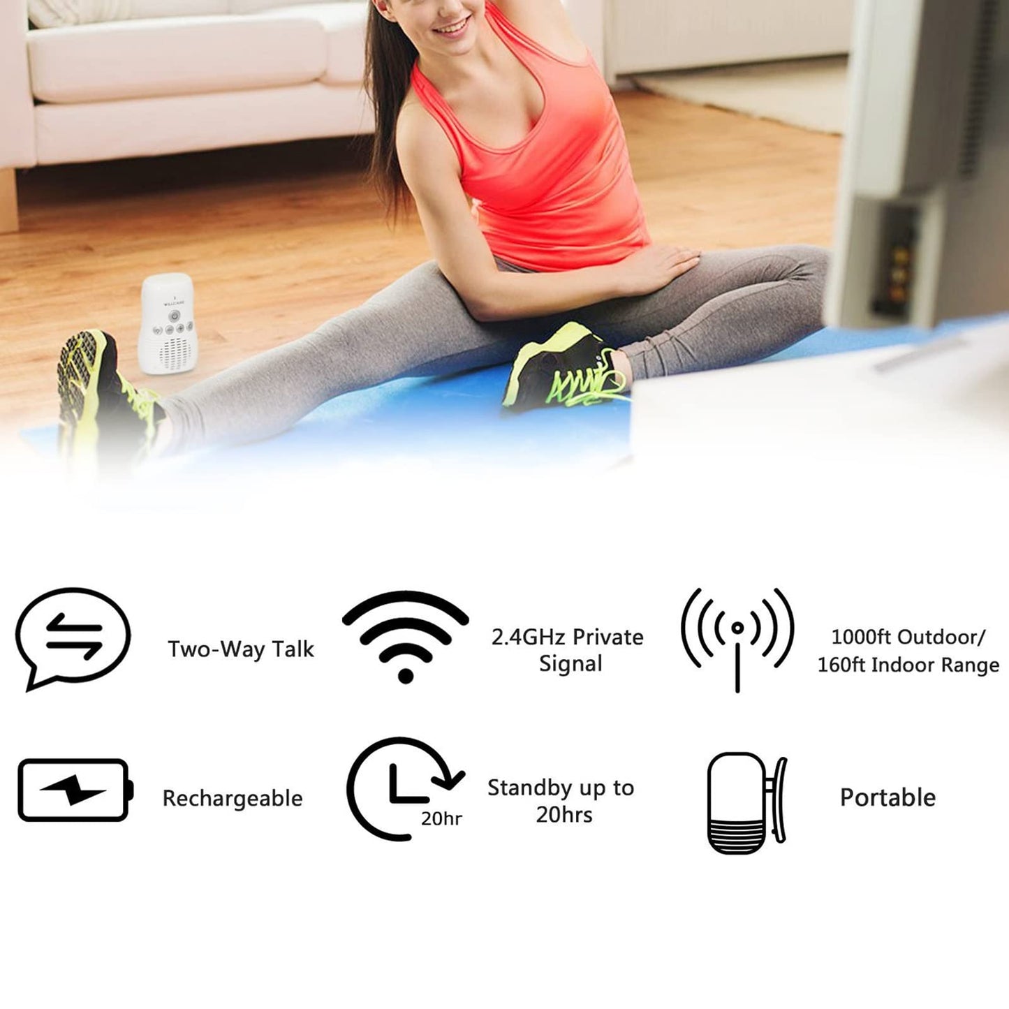 Digital Two Way Baby Audio Monitor with Noise Detection, and Night Light (US Plug)