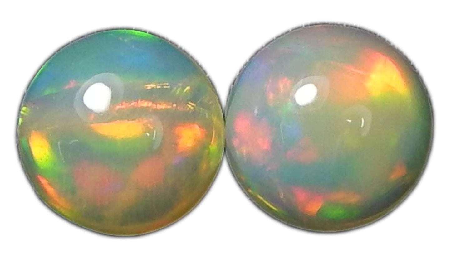 Myhealingworld Natural Ethiopian Opal 7mm round cabochon AAA quality loose calibrated gemstones for jewelry making round 7mm - 2 Stone