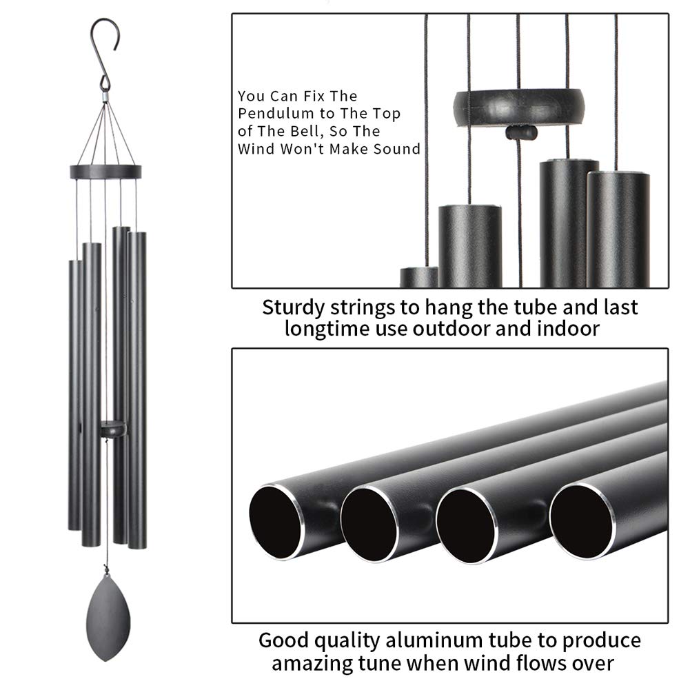 Epartswide Large Wind Chimes Outside Deep Tone,44" Memorial Wind Chimes Outdoor with 4 Heavy Tubes Soothing Melody Sympathy Gift for Mom Patio Hanging Decor