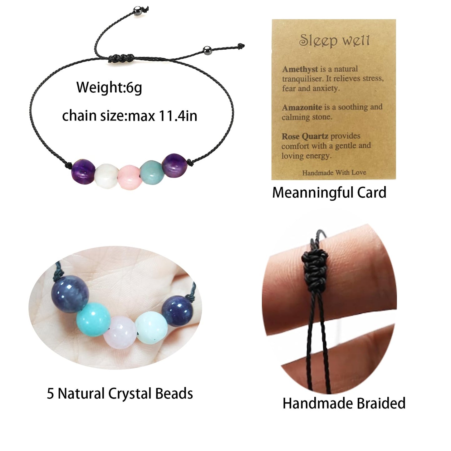 yfstyle Healing Spiritual Crystal Bracelets Anxiety Relief Bracelets Empath Protection Bracelet for Women Men Jewelry Gifts-Sleep Well