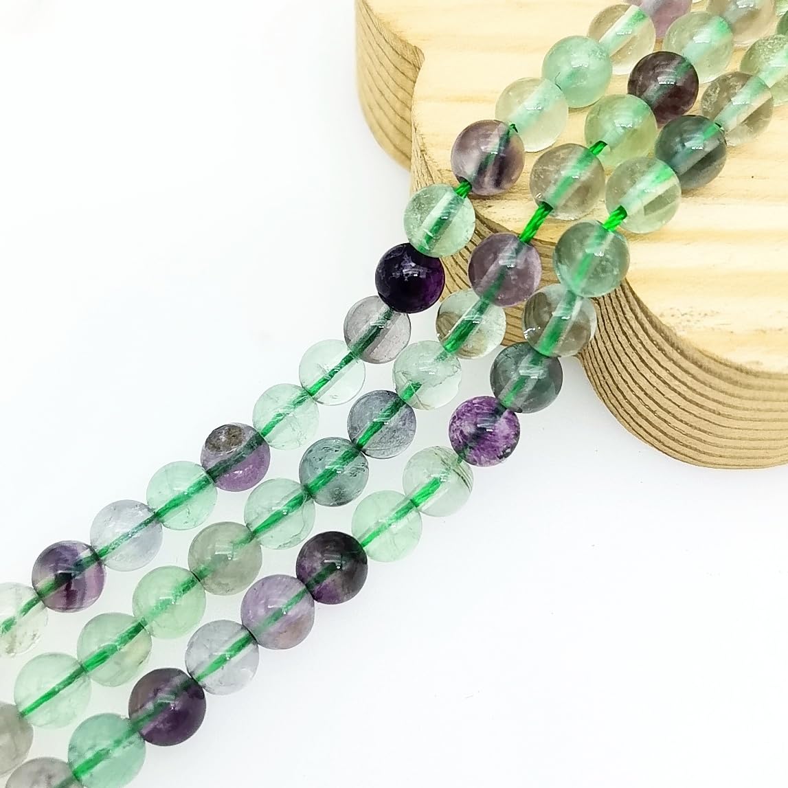 Basigeese Natural Gemstone Beads for Jewelry Making, Polished Round Smooth Genuine Real Stone Beads for Bracelet Necklace 1 Strand 15"(6mm, Fluorite)