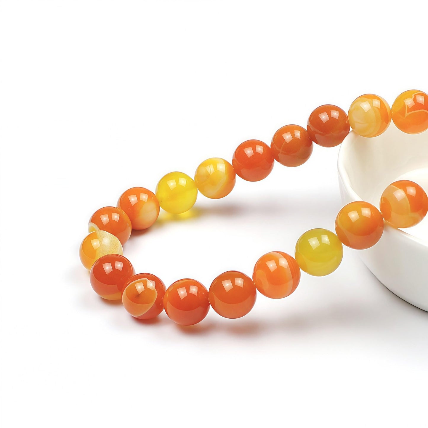 MJDCB Natural Stone Beads Orange Stripe Agate Round Loose Beads for Jewelry Making DIY Bracelet Necklace (10mm)