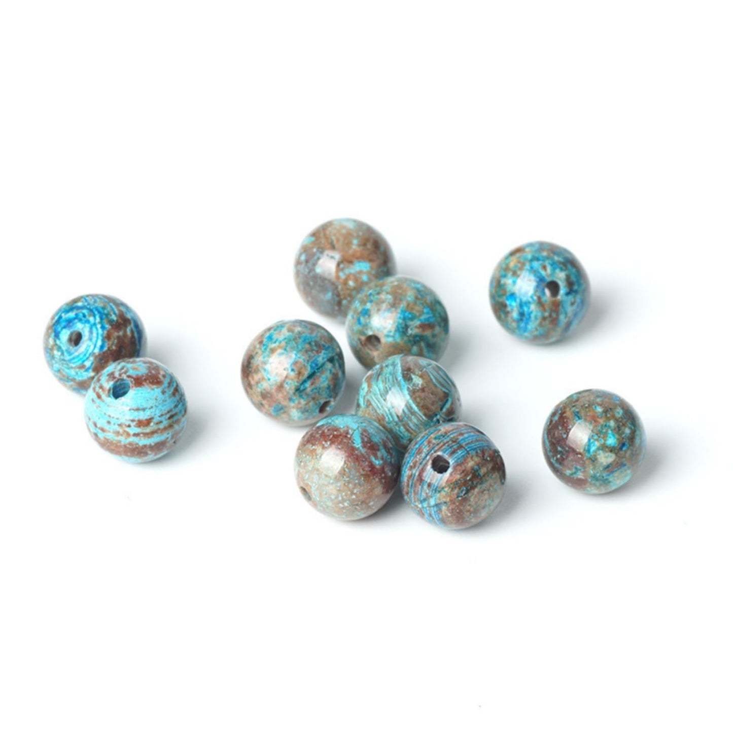 100Pcs Natural Stone 8mm Blue Pattern Agate Round Loose Gemstone Energy Healing Beads Hole Size 1mm DIY Smooth Beads for Bracelet Necklace Earrings Jewelry Making
