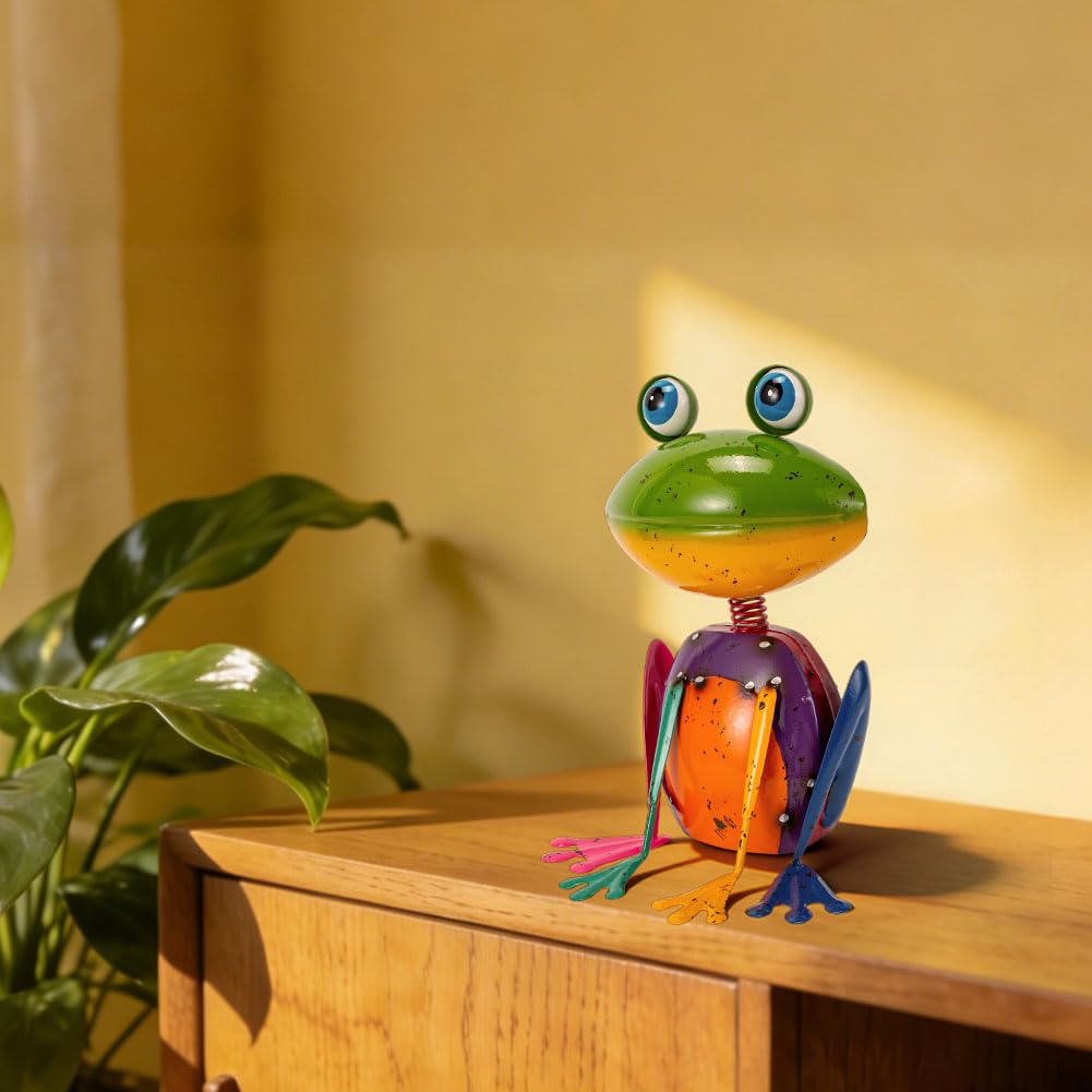 The Aura Collective Frog Garden Decor Metal Yard Art Rustproof Garden Statues Outdoor Figurines for Patio Porch Lawn Gardening Gifts
