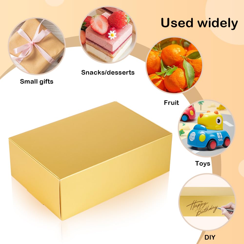 NEWSNOW 10 Pack Gift Boxes, 9 x 6 x 3 inches，For Bridesmaid Proposal Boxes, Premium Gift Boxes, Wedding Present, Holiday, Birthday Party Favor and Christmas (Gold)