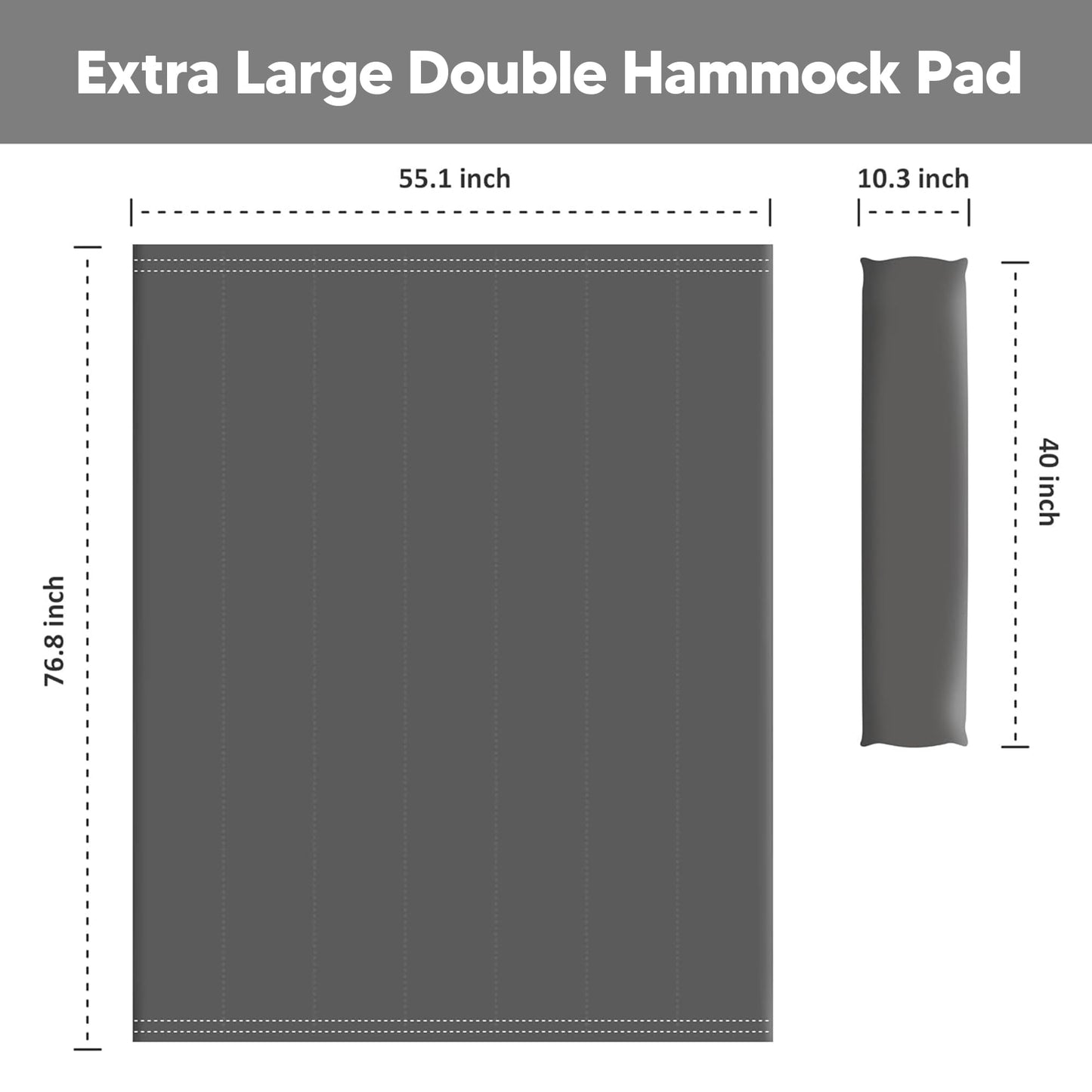 SUNCREAT Outdoor Portable Hammock Pad, 2 Person Polyester Hammock Pad, Dark Gray
