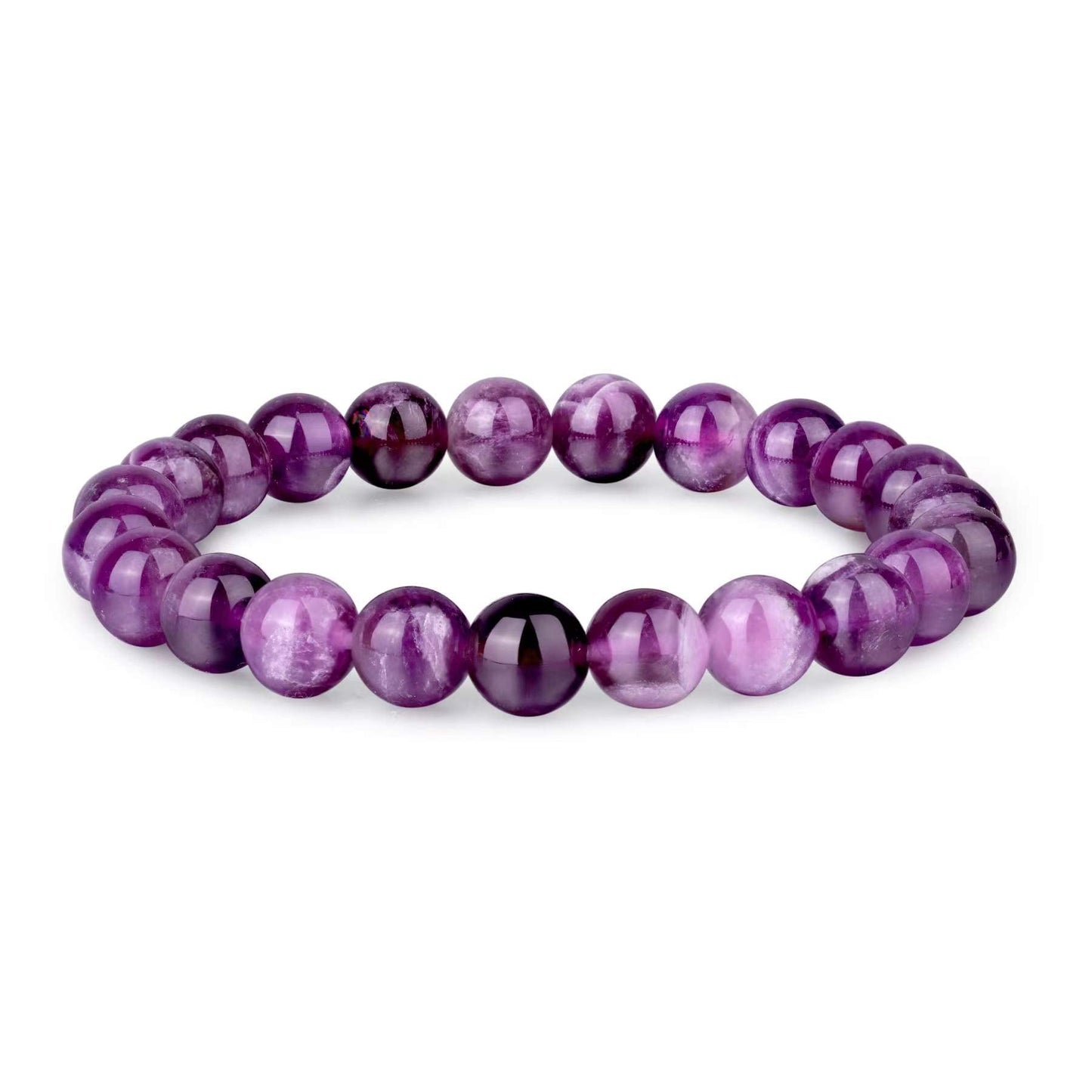Crystal Vibe Handmade Natural Amethyst Bracelet for Women - Stretchable 8mm Bead Bracelet - Adjustable size Crystal Bracelet for Women