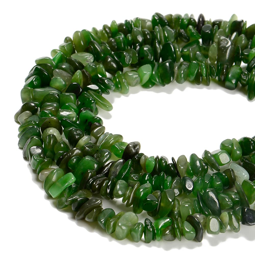 jodaying 7-8mm Natural Green Canada Jade Gemstone Chips Healing Gravel Bracelets Necklace Kit Irregular Tumble Stone Beads DIY Crafts Design Jewelry Making 32"