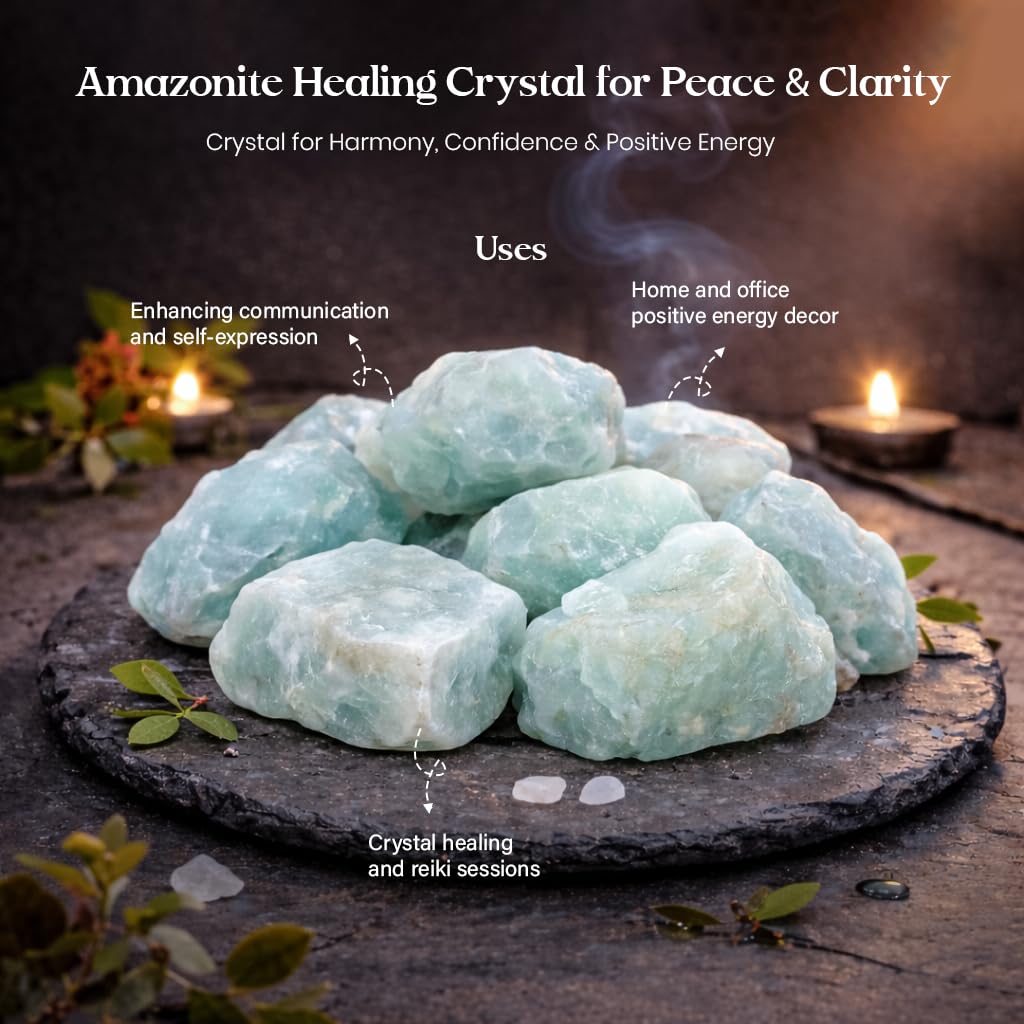 Crocon Amazonite Rough Bulk Natural Stone Raw Gemstone Tumbling Cabbing Polishing Gem Mining Chakra Balancing Reiki and Crystal Healing Good Luck Home Office Size : 1 LB