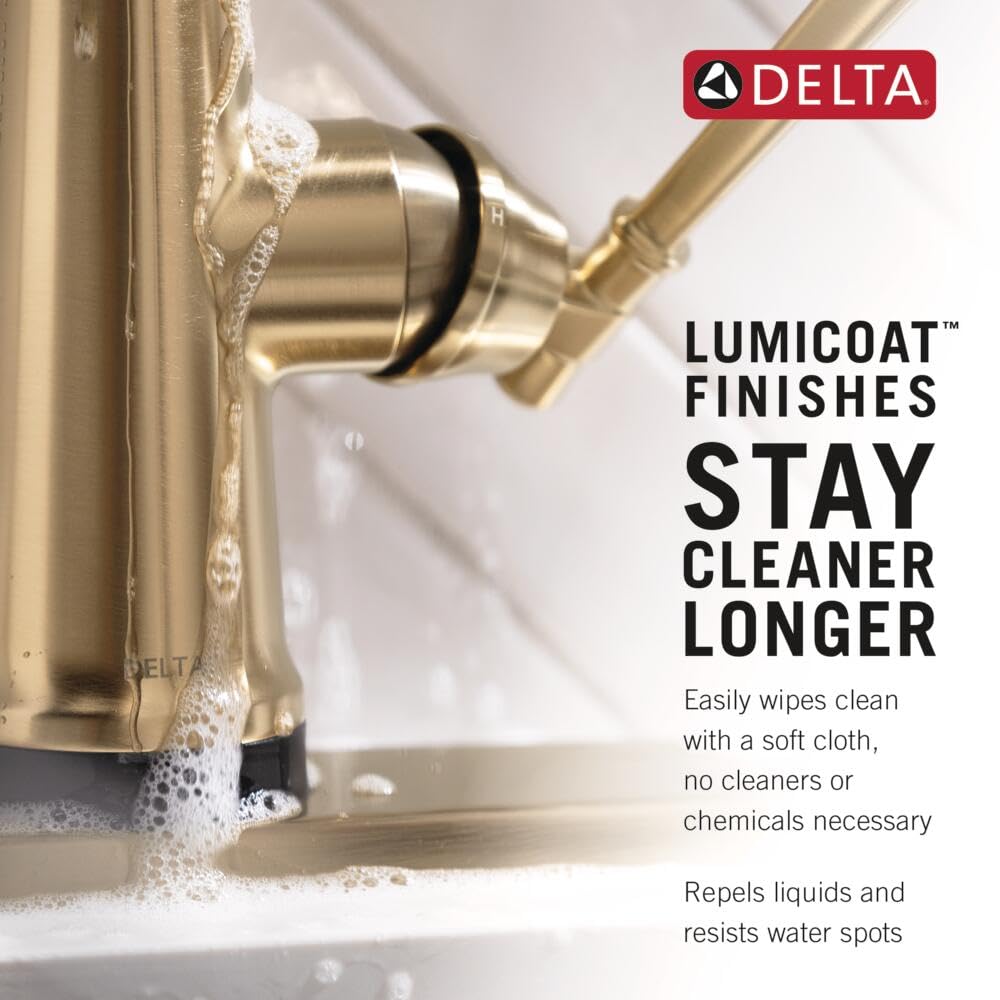 Delta Faucet Emmeline Touch Kitchen Faucet Brushed Nickel, Kitchen Faucets with Pull Down Sprayer, Kitchen Sink Faucet, Delta Touch2O Technology, Lumicoat Arctic Stainless 9182T-AR-PR-DST
