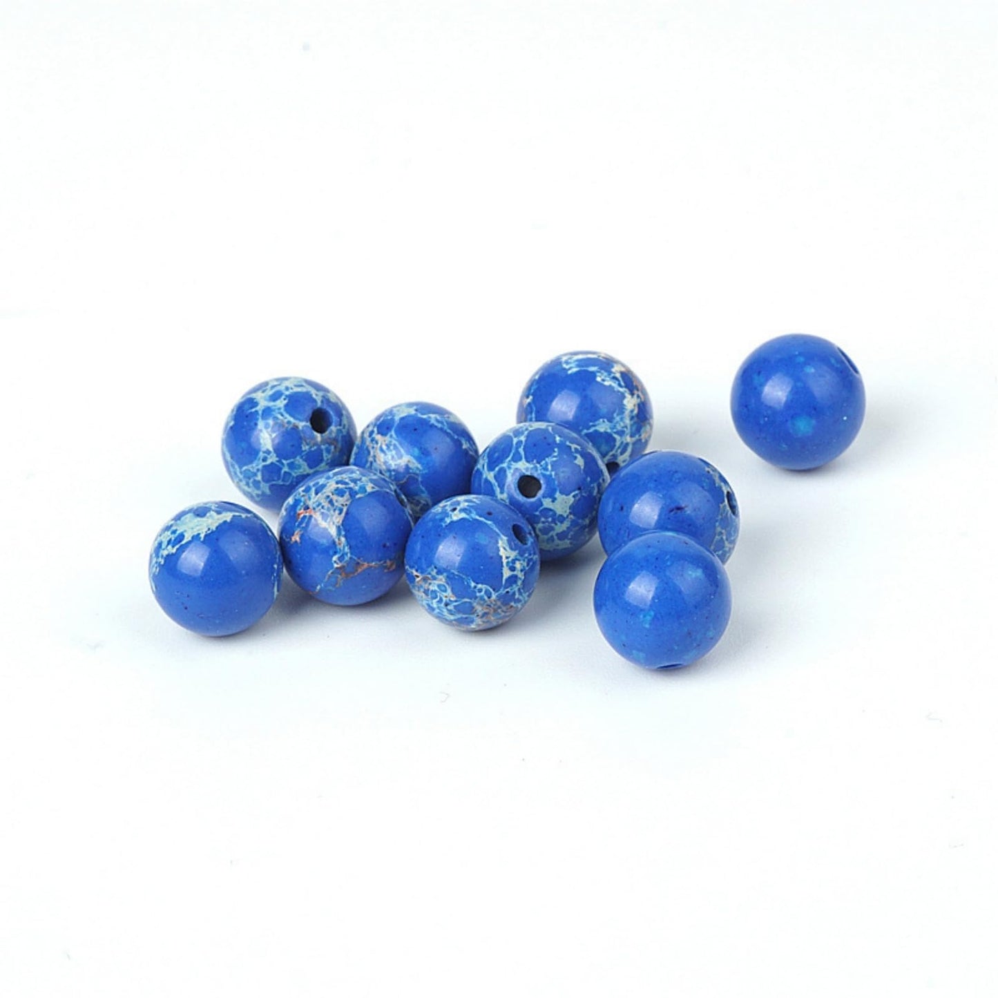 100Pcs Natural Stone 6mm Dark Blue Imperial Jasper Round Loose Gemstone Energy Healing Beads Hole Size 1mm DIY Smooth Beads for Bracelet Necklace Earrings Jewelry Making