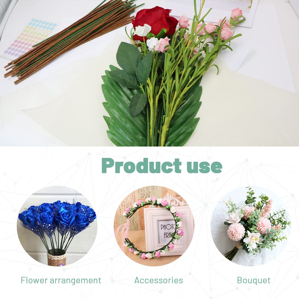 120Pcs Floral Wire, 30cm/11.8in Length 3mm/0.12in Diameter Floral Stems, 18 Gauge Flower Wire Wrapped with Paper (Green)