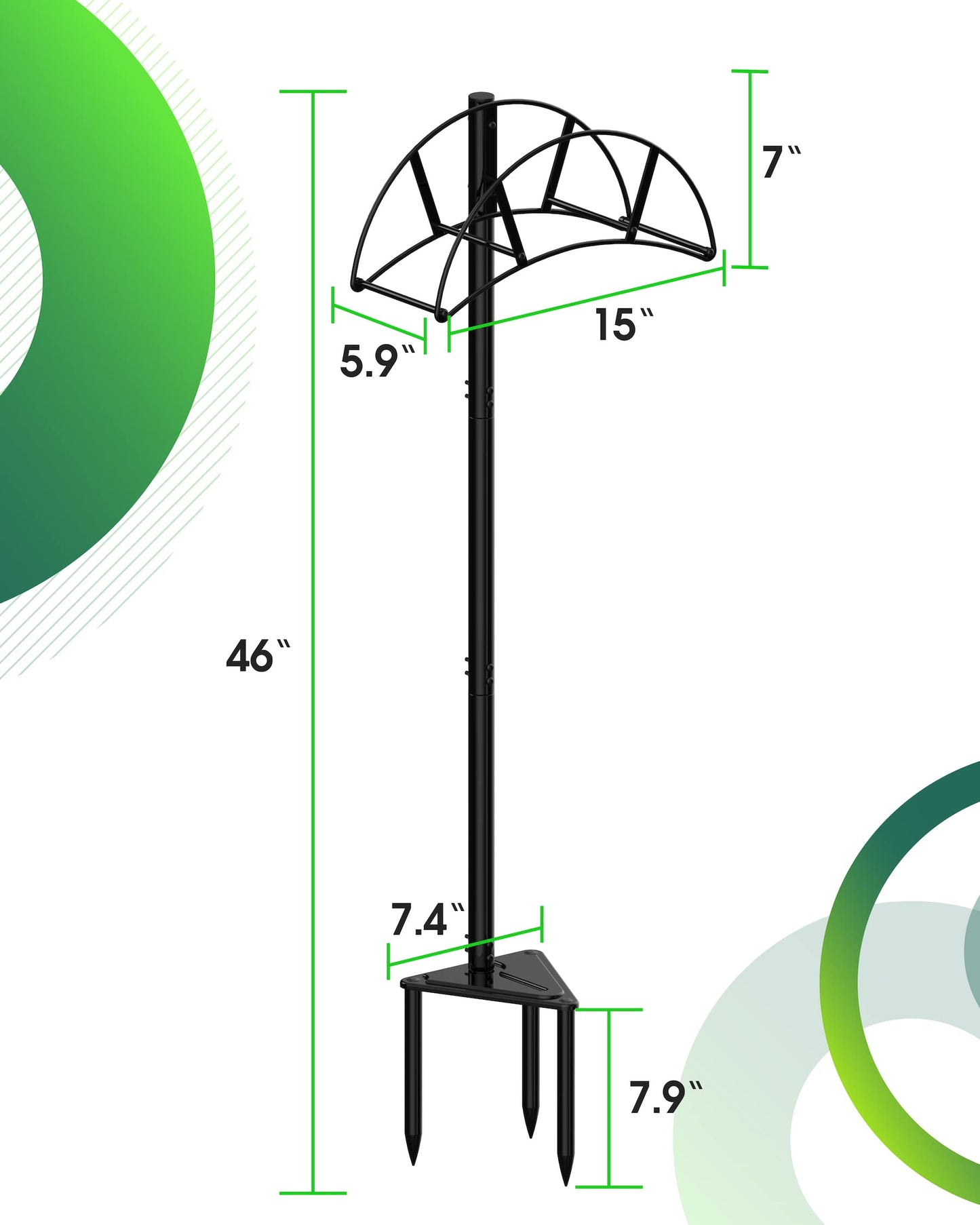 Meykwod Garden Hose Stand/Hanger Freestanding, Heavy Duty In-Ground Hose Rack Organizer for Outside Yard, Sturdy to Hold 150ft (Metal, Black)