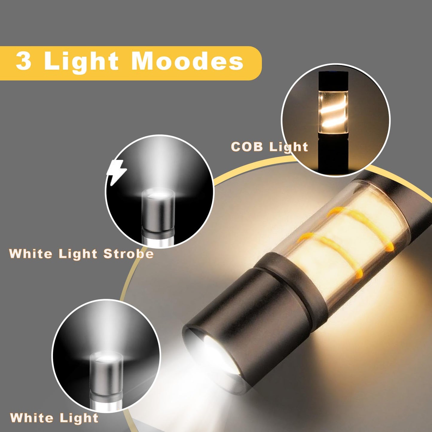 INSIGHLUX Small Flashlight Rechargeable LED Flashlights with COB Light,Zoomable 500 Lumens Pocket Flashlights for Camping,Travel,Outdoor,Emergency,Hiking,Automotive Work