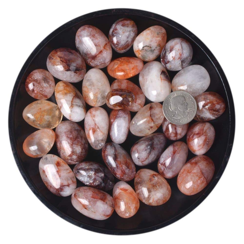 100 Grams Angel Amphibole Phantom Quartz Tumbled Polished Natural Crystal Healing Pocket Stones Rock Collection