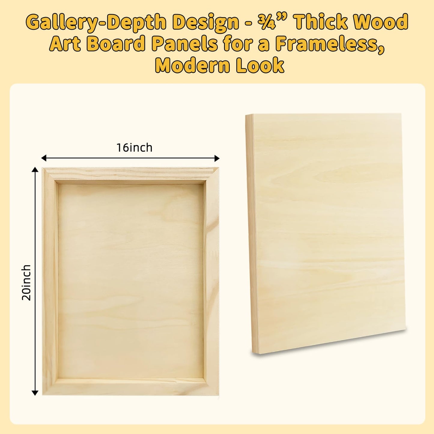 4 Pack 16x20 Basswood Paint Pouring Panels – Wood Painting Boards for Acrylic Pouring, Oil & Resin Art – Sturdy Pre-Sanded Artist Panels for Professionals & Exhibitions