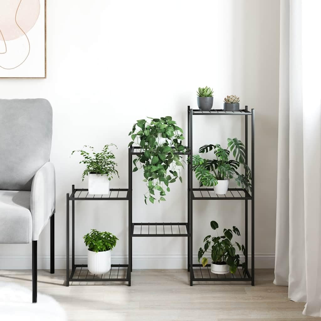FMPGJLYH 5-Tier Metal Flower Stand, Indoor Outdoor Plant Shelf for Corner, Black Iron Display Rack for Living Room Balcony, Modern Multi-Tiered Succulent Organizer