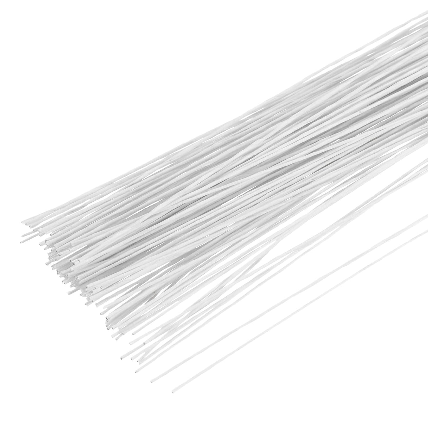 PATIKIL 120 Pcs 20 Gauge Floral Wire, 14 Inch Floral Stem Flower Paper Wrapped Wires for Flowers Crafts Bouquet Arrangement Supplies Wreath DIY Projects, White
