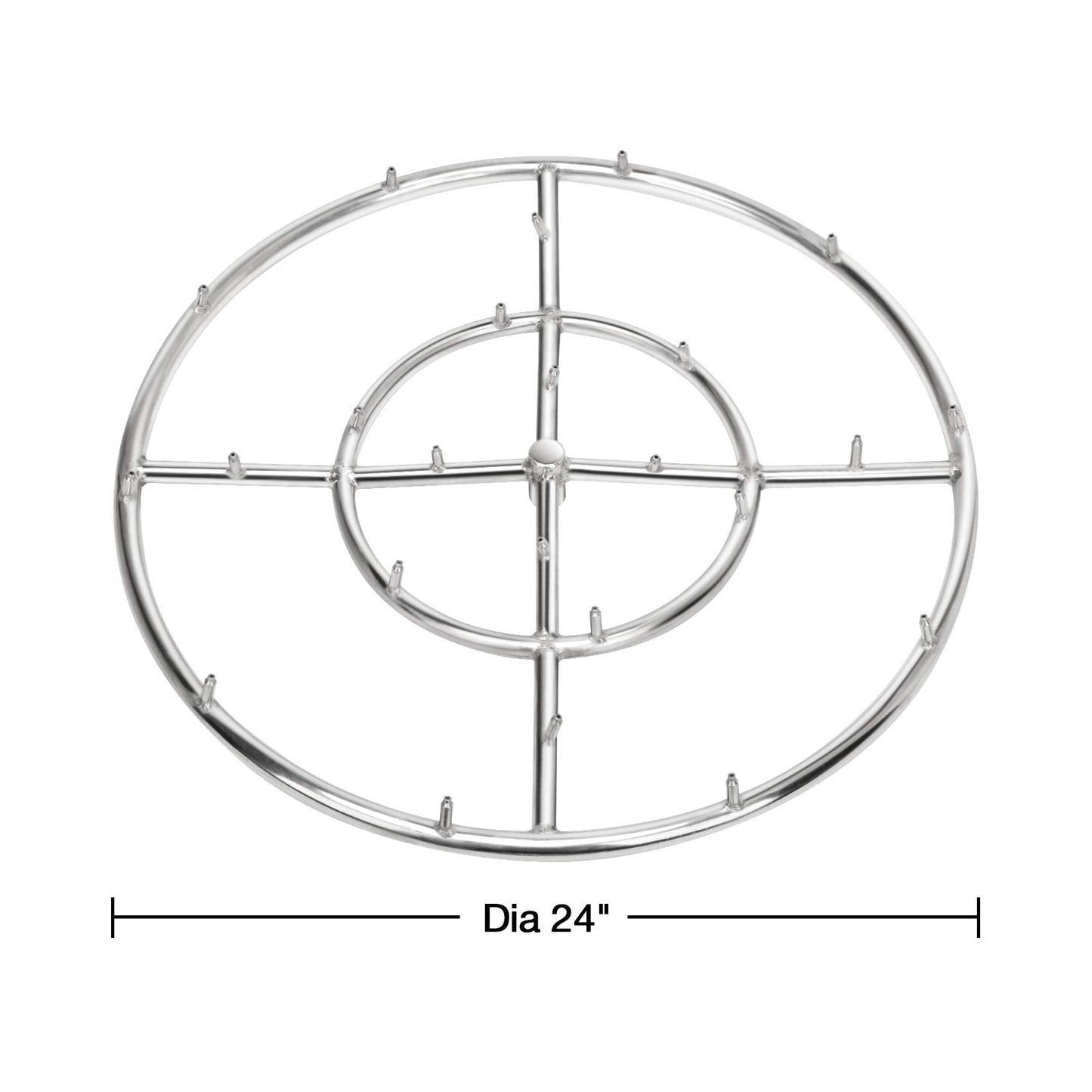 Stanbroil 24" High Flame Round Jet Burner Ring for Natural or Propane Gas Fire Pit, 304 Series Stainless Steel, Double Ring