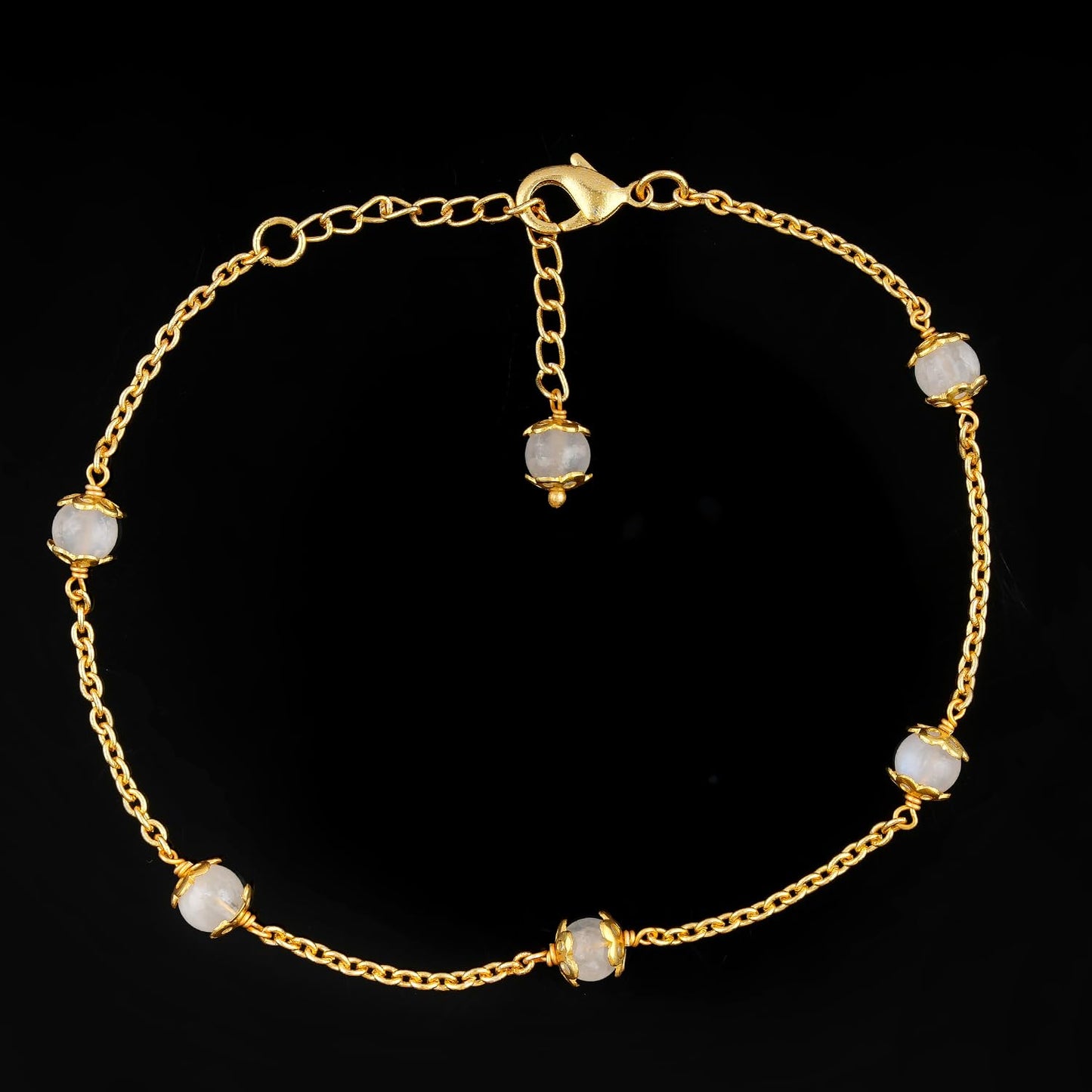 JEWEL OF ROCKS Trendsetting ROSE QUARTZ Anklet, Handmade Craft, Anklet Beads Bracelet, Chakra Healing Anklet, Gemstone Women Jewelry, Hypoallergenic Gold Plated Brass Anklet 9 inch + 1.5 inch (1pcs)