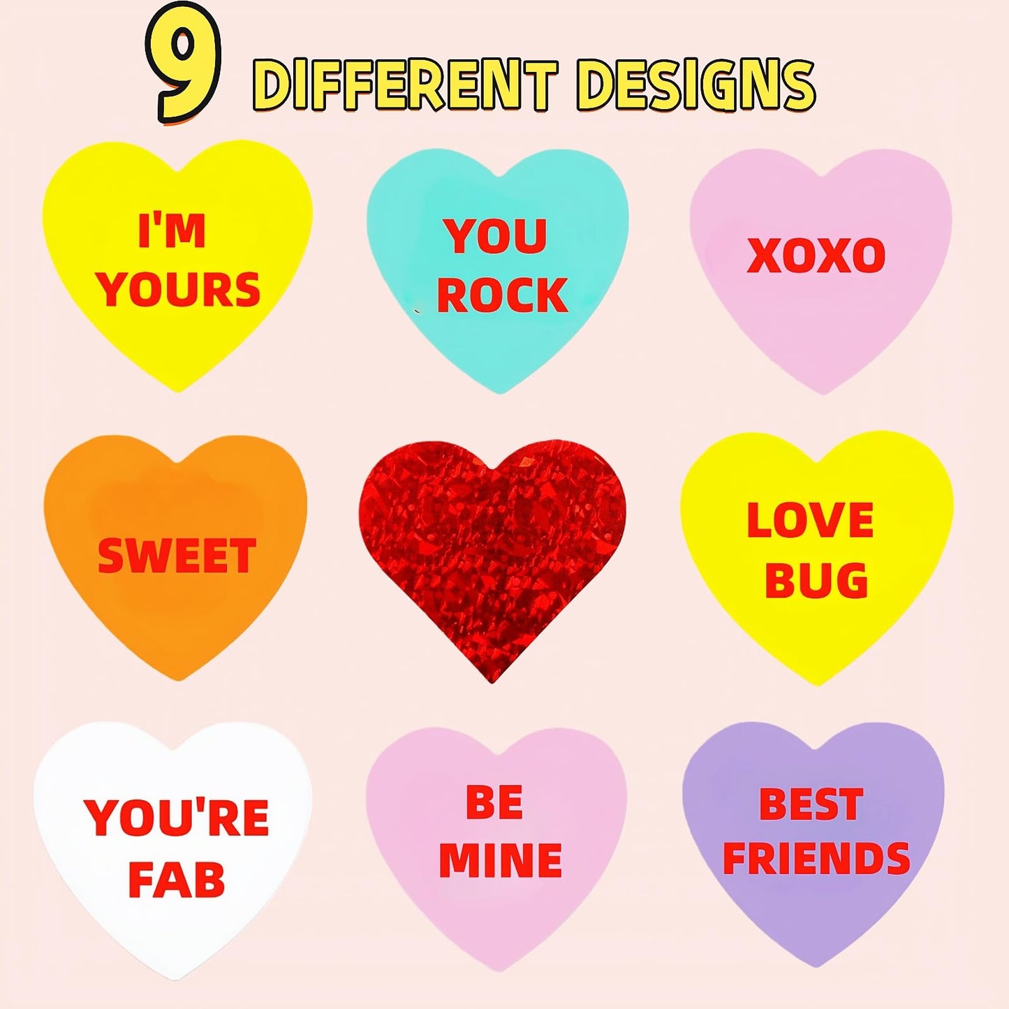 1000PCS Valentines Heart Stickers for Kids, 1.5" Valentines Day Stickers Love Decorations Accessories Labels for Anniversaries Wedding Crafts Classrooms Decorations Valentines Cards 2 Rolls