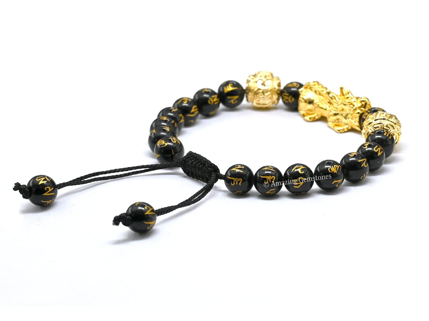 Amazing Gemstone Black Obsidian Pixiu Bracelet for Women Men's Gifts - Protection Healing Crystal Bracelet - 8mm Gemstone Beaded Adjustable Bracelet Pulseras Para Hombres Mujer Stocking Stuffers