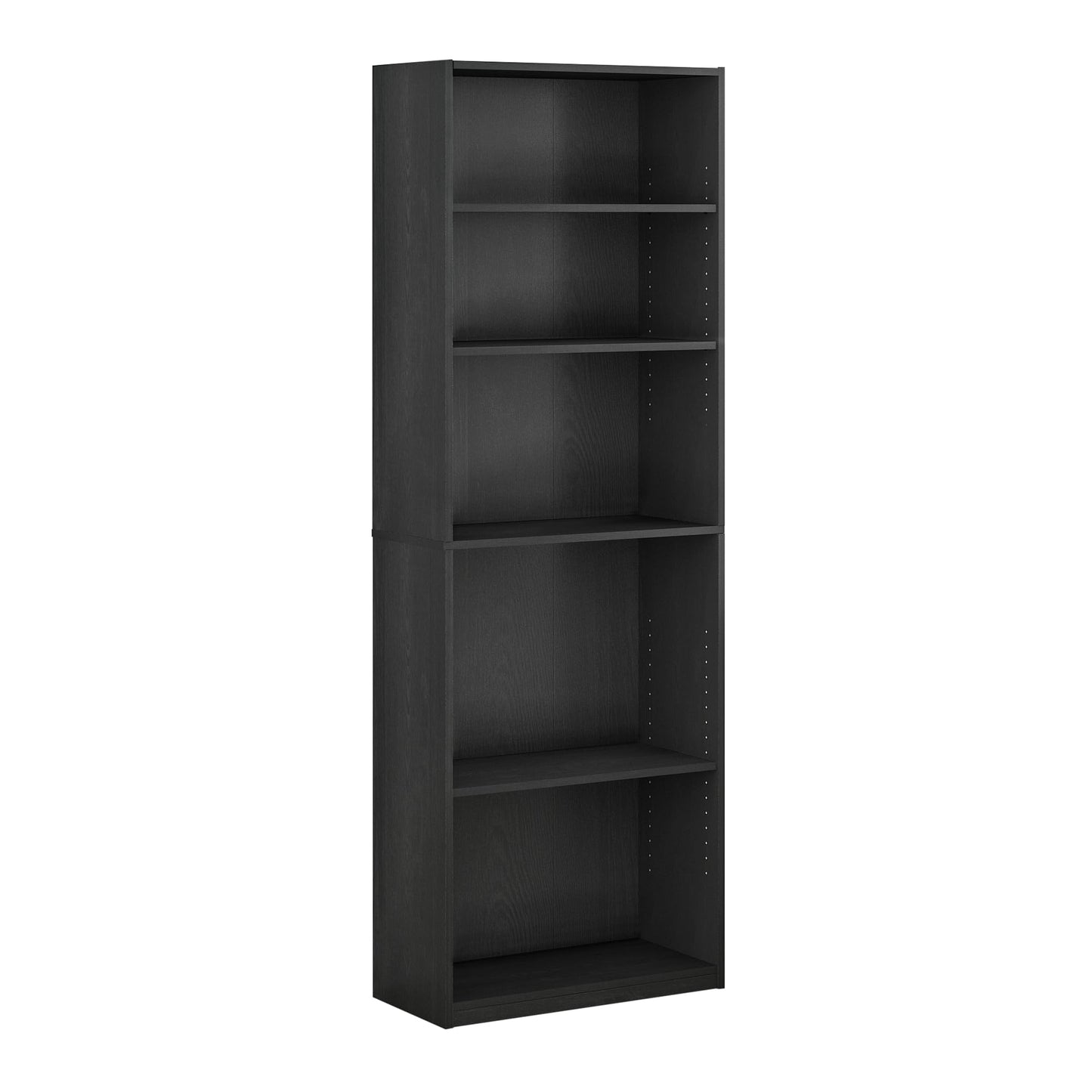 Furinno Jaya Book Shelf, 5-Tier Bookshelf, Bookcase with Adjustable Shelves, 9.5 x 24.5 x 71.2, for Organization and Storage, for Living Room, Bedroom, Home Office, Blackwood