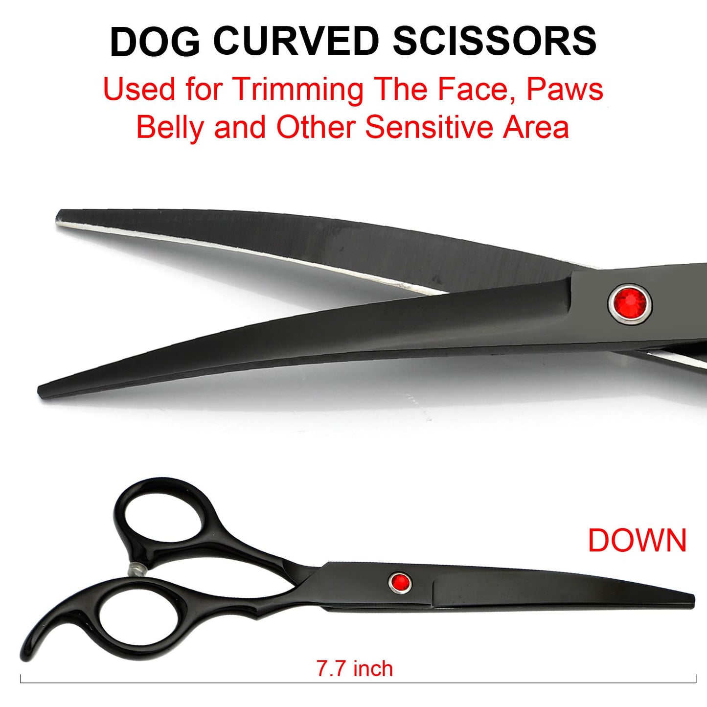 Professional Dog Grooming Scissors Kit Black 6 in 1, Dog Shears for Grooming 6CR Premium Stainless Steel Grooming Scissors Kit for Dogs Cat Pet