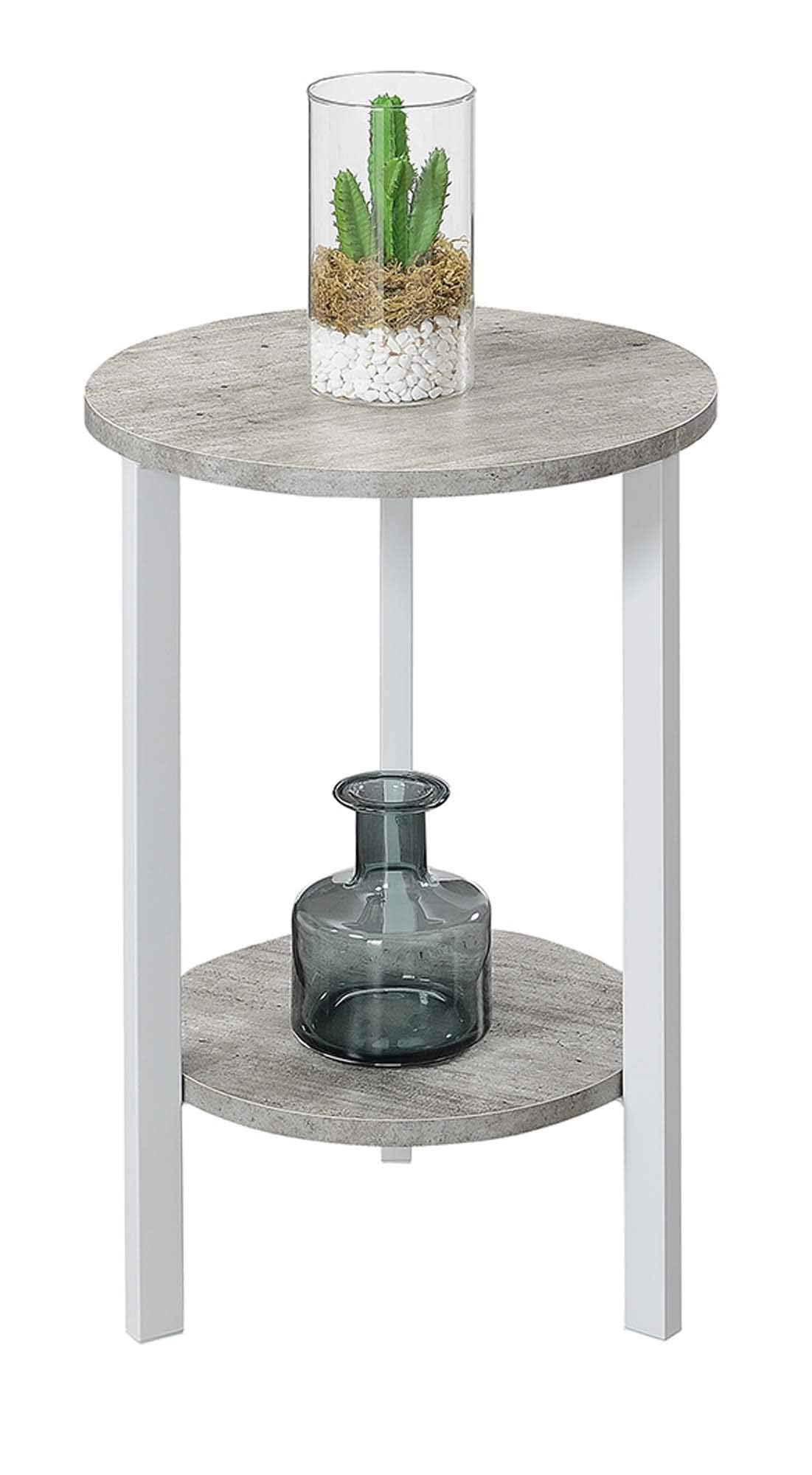 Convenience Concepts Graystone 24 inch 2 Tier Plant Stand - Industrial Stand for Plants, Vases, and Antiques, Urban Modern Design for the Living Room, Hallway, Entryway, Faux Birch/White