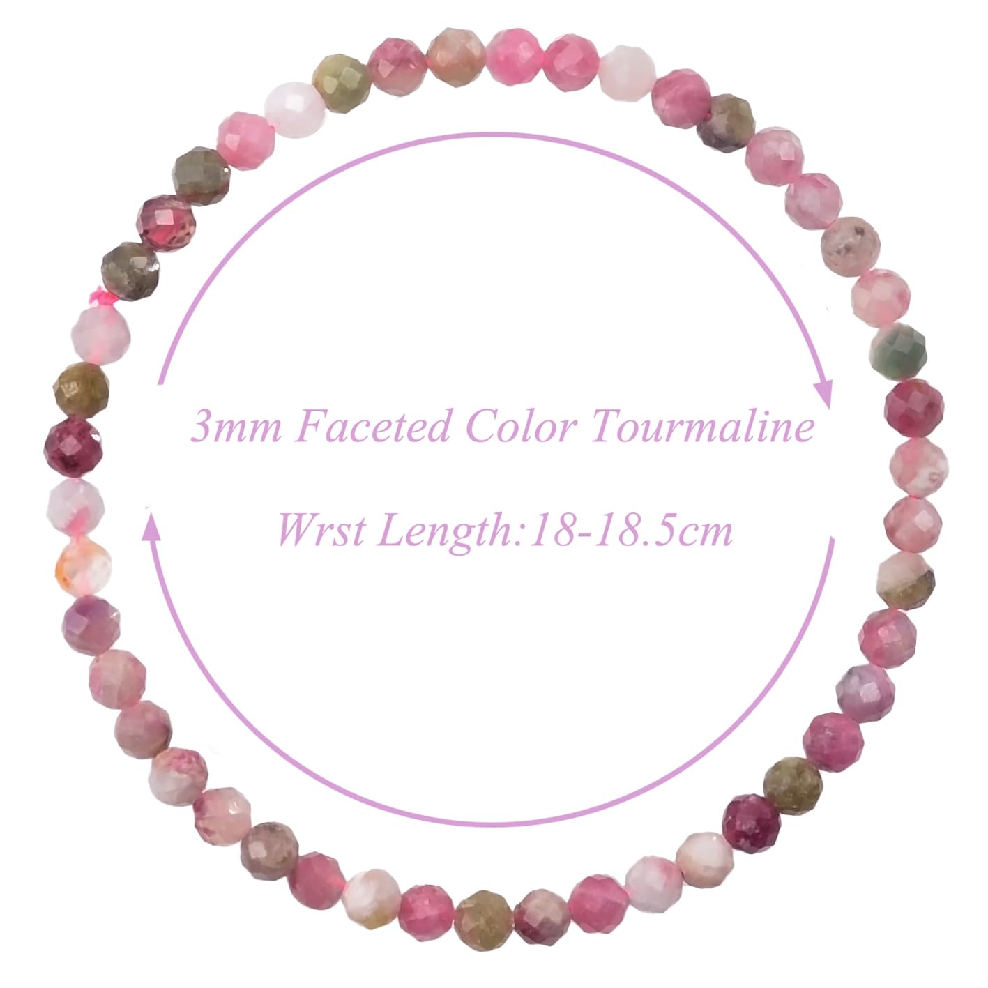 MASSIVE BEADS Natural Genuine Gemstone Beads Healing Crystal Chakra Reiki Jewelry Faceted Round Beads Bracelets (Color Tourmaline B, 3mm)