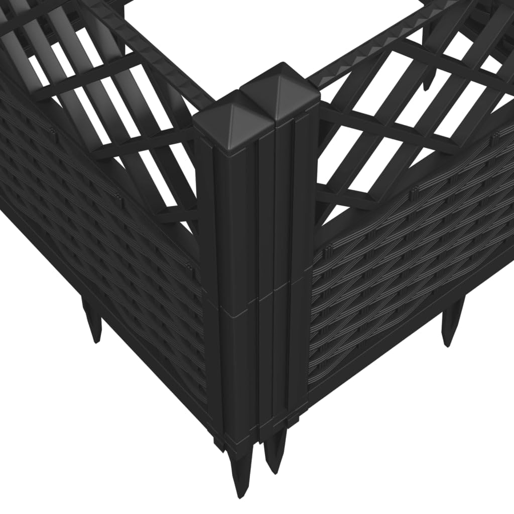 Makastle Garden Planter, Decorative Outdoor Flowerpot for Vegetables, Flowers and Succulents in for Patio, Front Porch, 17.1x17.1x17.1 in Black Polypropylene