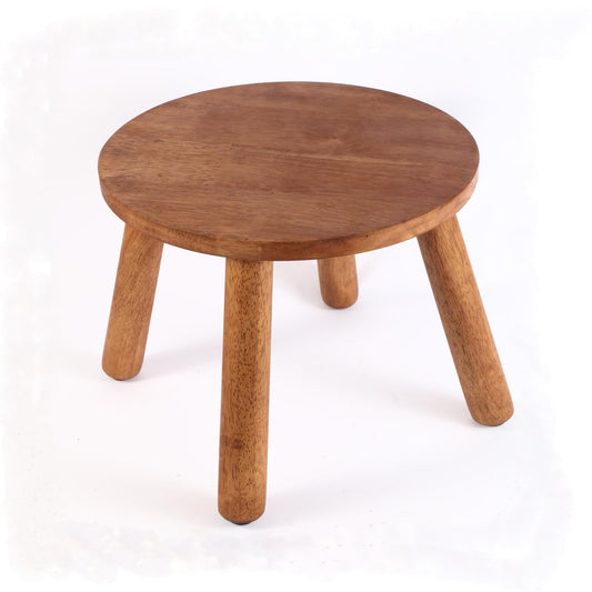 zaowofires Round Solid Wooden Step Stool， Garden Stool，9.3''H,Plant Stool ，Wood Legs Detachable for Plant Stand, Kitchen, Bathroom，Bedroom，Livingroom (Walnut, 9.3inch)